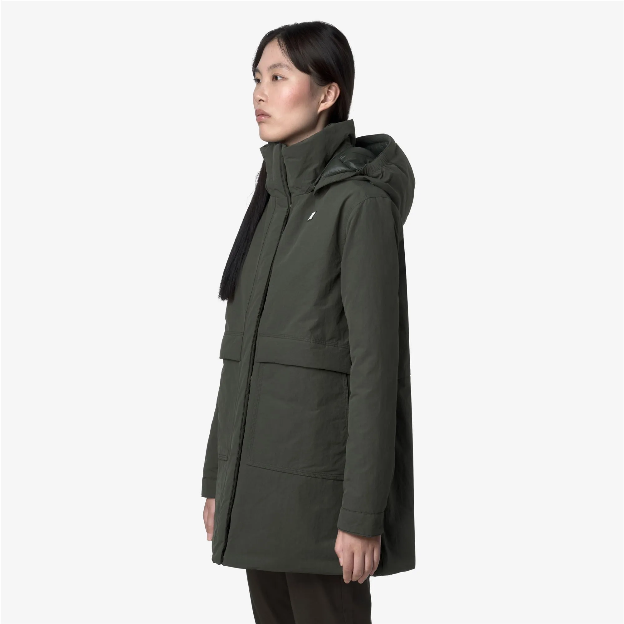KALIMA WARM COTTON NYLON - Jackets - 3/4 Length - Woman - GREEN BLACKISH sold by K-Way product image thumbnail 5