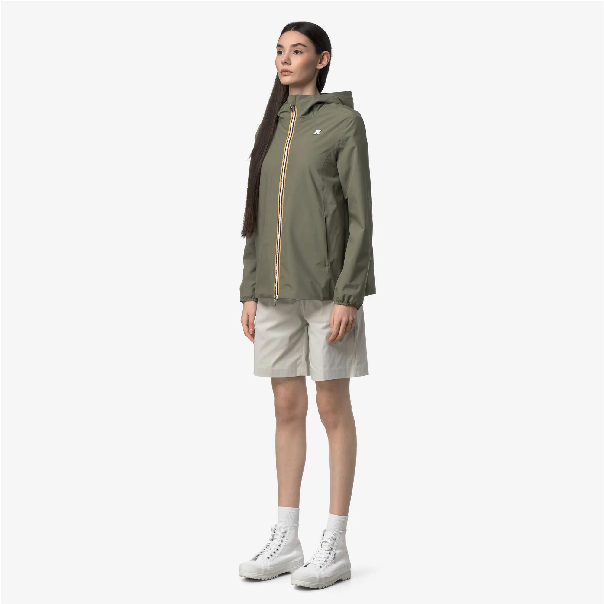 MARGUERITE STRETCH POLY JERSEY - Jackets - Mid - Woman - Green Lichen sold by K-Way product image thumbnail 3