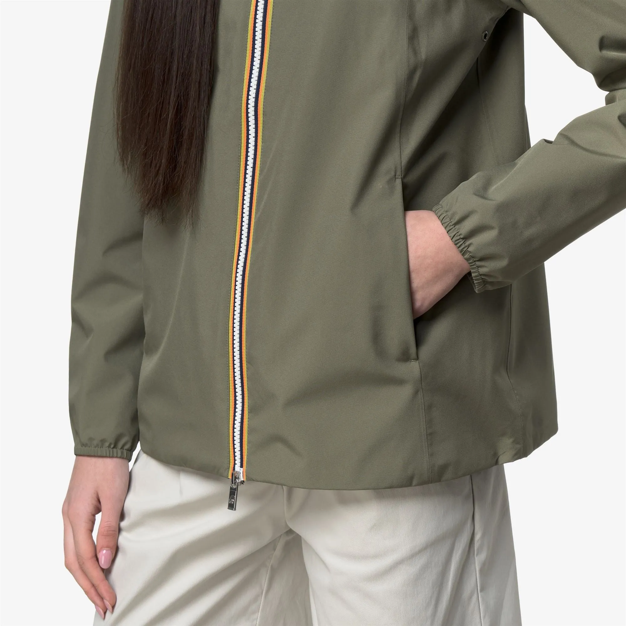 MARGUERITE STRETCH POLY JERSEY - Jackets - Mid - Woman - Green Lichen sold by K-Way product image thumbnail 5