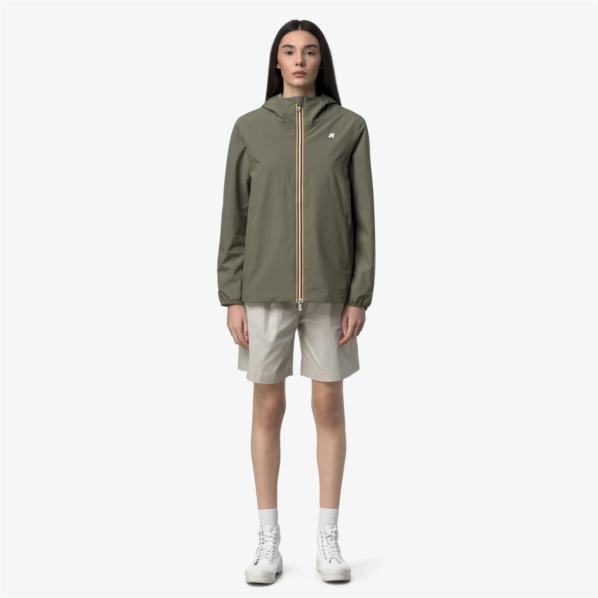 MARGUERITE STRETCH POLY JERSEY - Jackets - Mid - Woman - Green Lichen sold by K-Way product image thumbnail 2