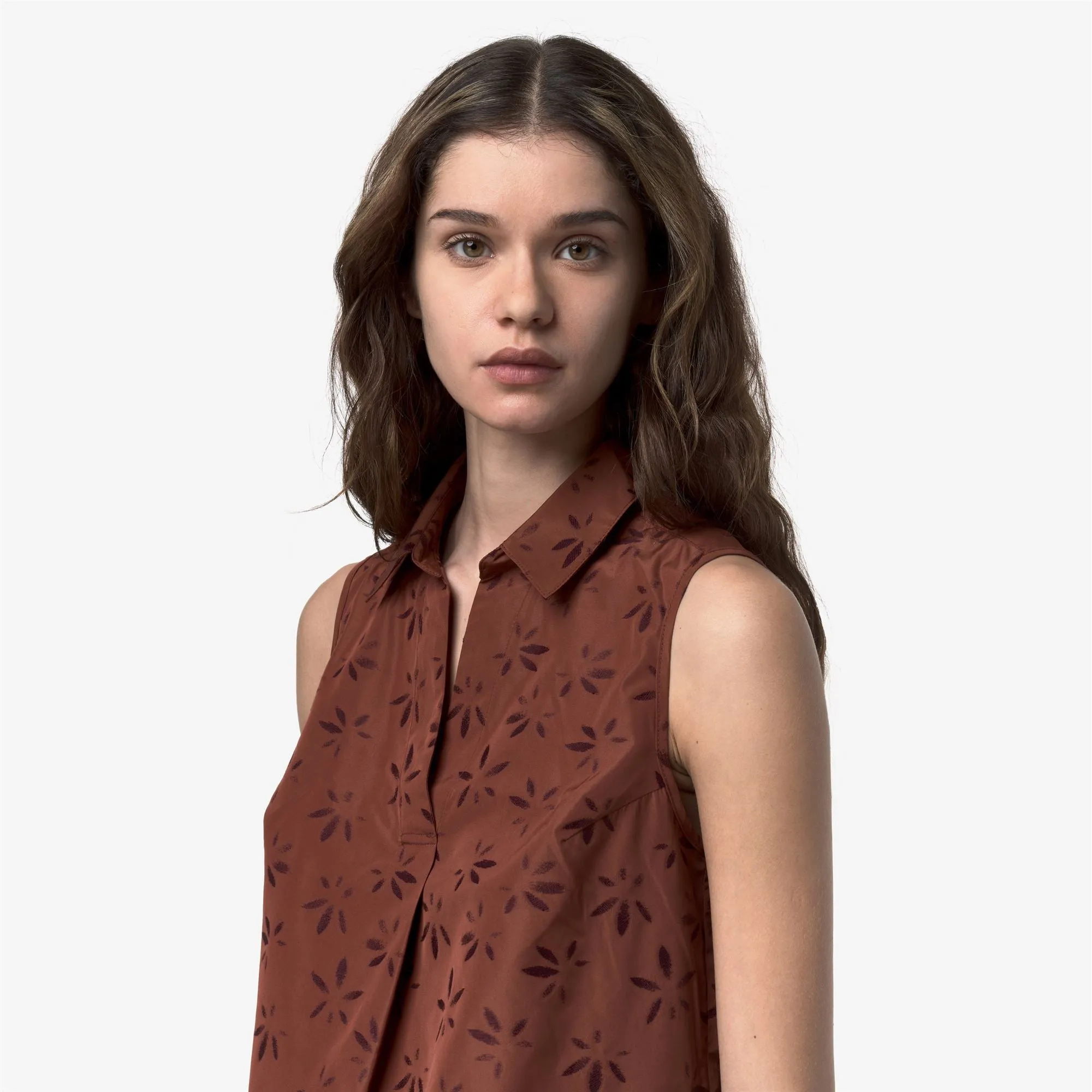 ANTY EMBY JACQUARD - Shirts - Top - Woman - BROWN-VIOLET JACQUARD-Brown Reddish-Violet Burnished sold by K-Way product image thumbnail 5
