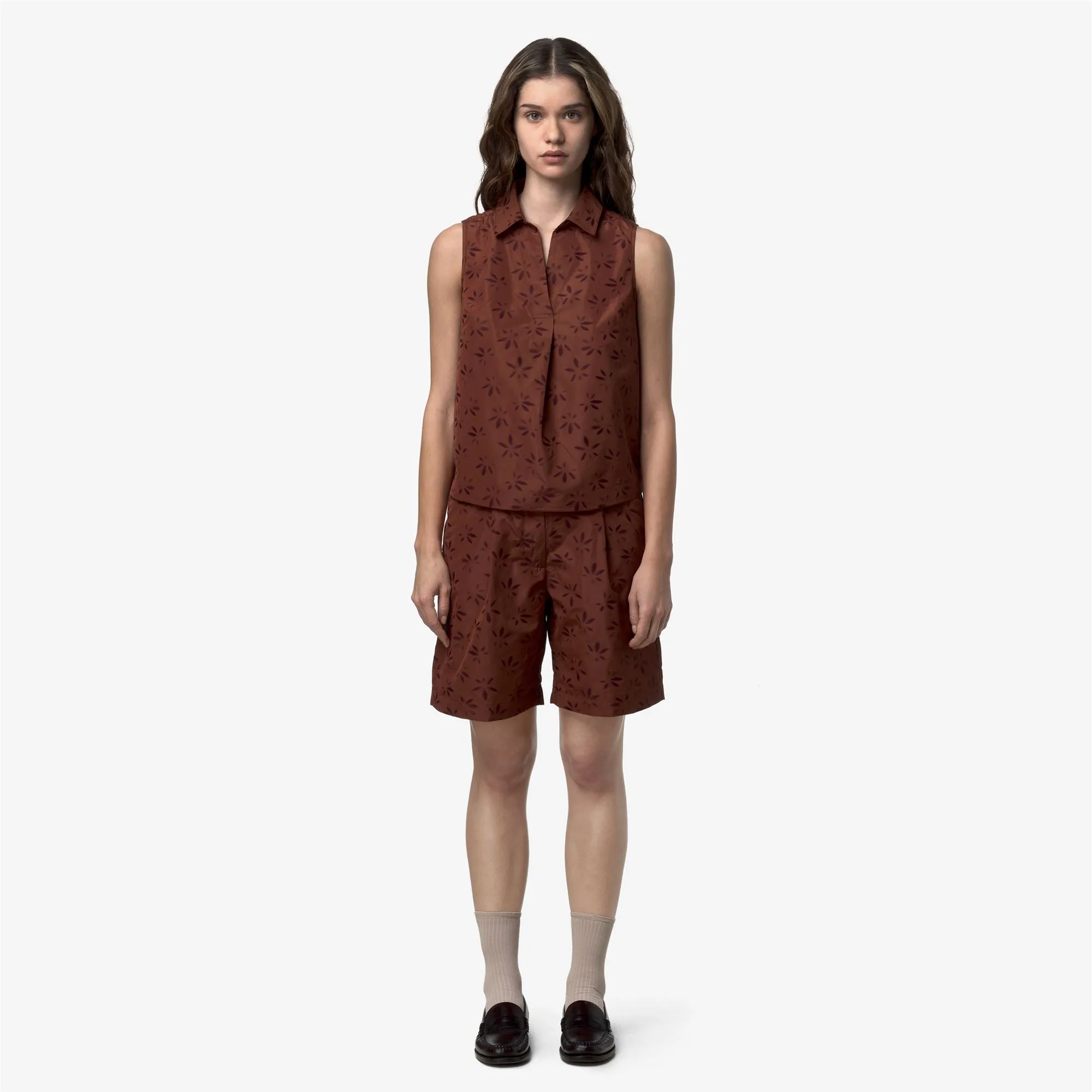 ANTY EMBY JACQUARD - Shirts - Top - Woman - BROWN-VIOLET JACQUARD-Brown Reddish-Violet Burnished sold by K-Way product image thumbnail 2