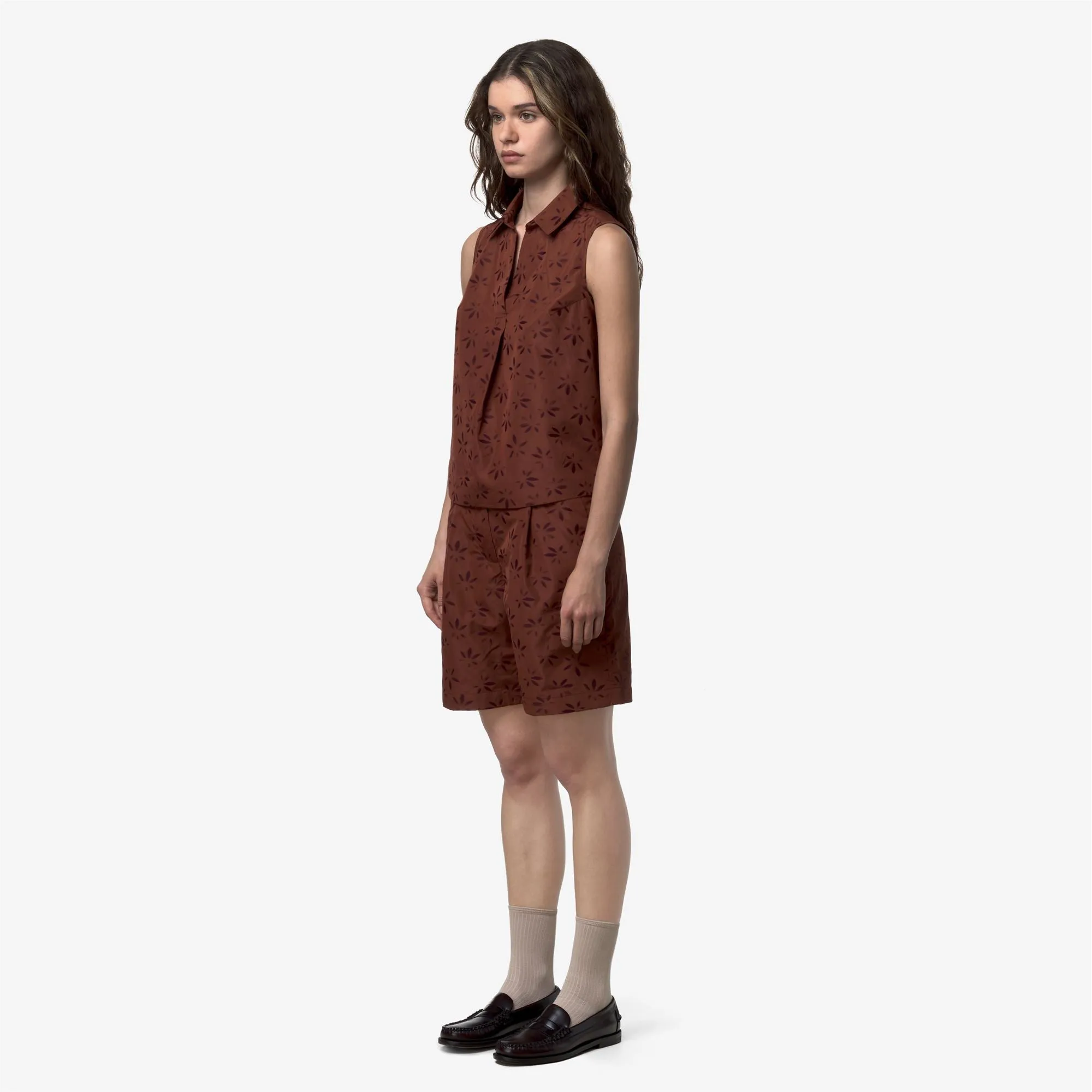ANTY EMBY JACQUARD - Shirts - Top - Woman - BROWN-VIOLET JACQUARD-Brown Reddish-Violet Burnished sold by K-Way product image thumbnail 3