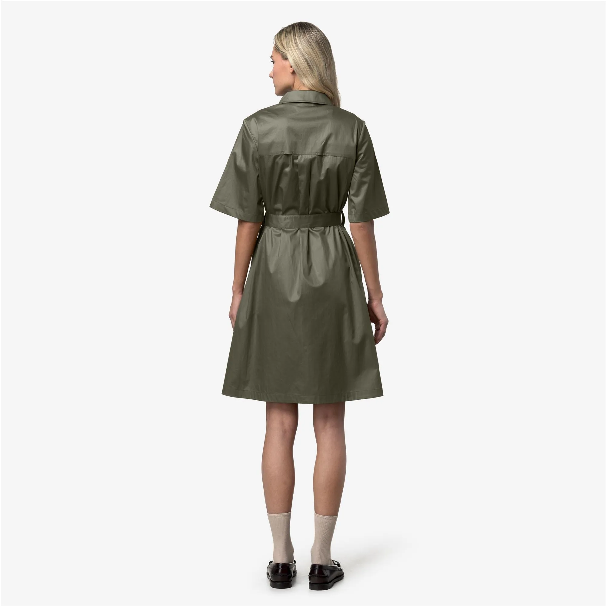 NOUAILLE SHINY COTTON - Dresses - Short - Woman - Green Lichen sold by K-Way product image thumbnail 4