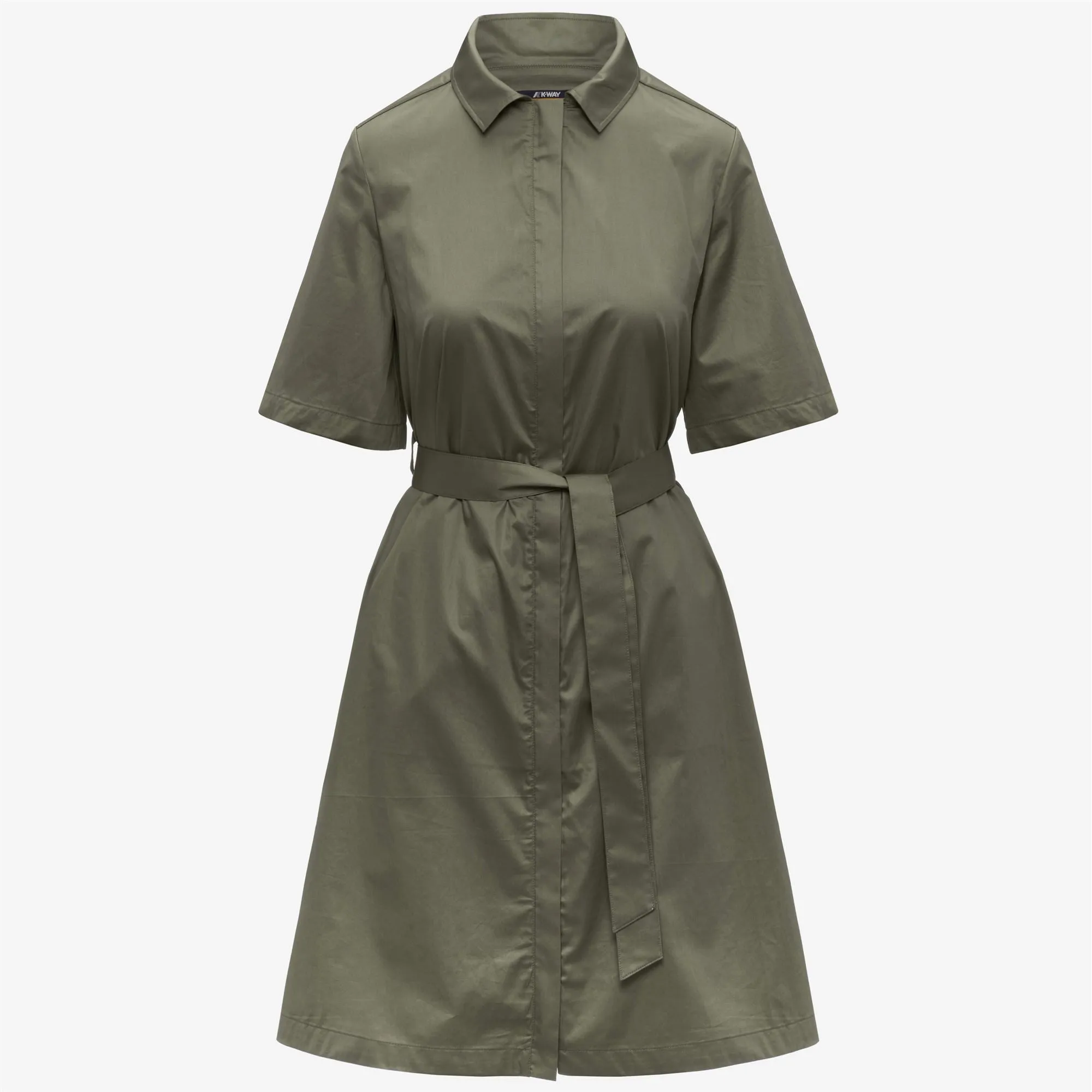 NOUAILLE SHINY COTTON - Dresses - Short - Woman - Green Lichen sold by K-Way
