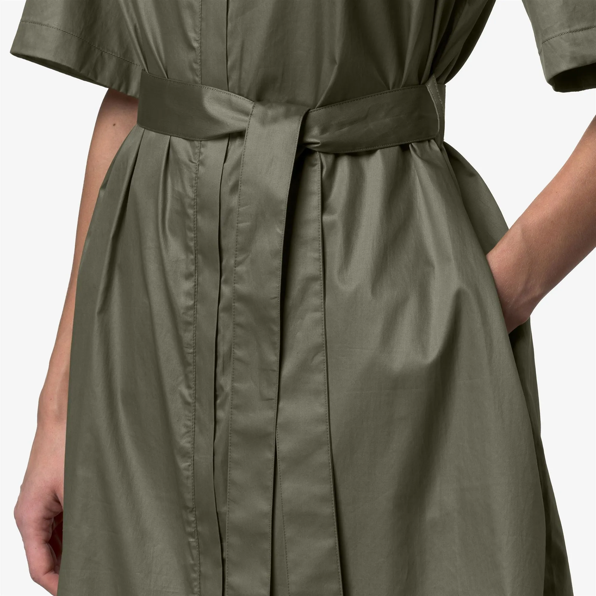 NOUAILLE SHINY COTTON - Dresses - Short - Woman - Green Lichen sold by K-Way product image thumbnail 5