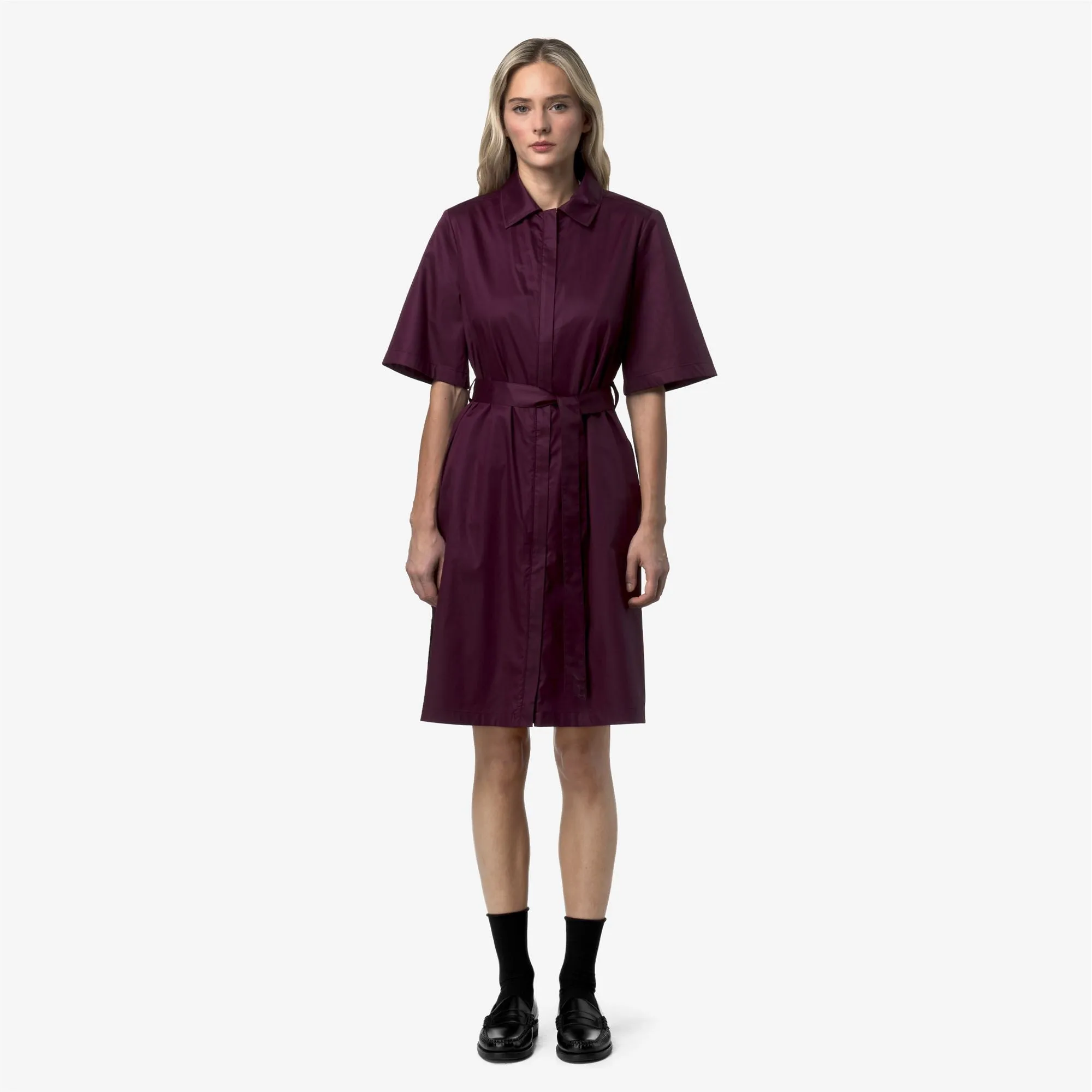 NOUAILLE SHINY COTTON - Dresses - Short - Woman - Violet Mauve Wine sold by K-Way product image thumbnail 2