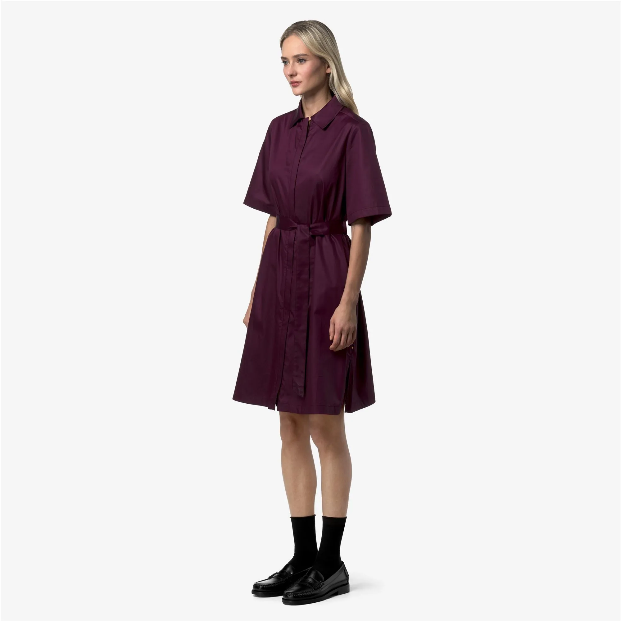 NOUAILLE SHINY COTTON - Dresses - Short - Woman - Violet Mauve Wine sold by K-Way product image thumbnail 3