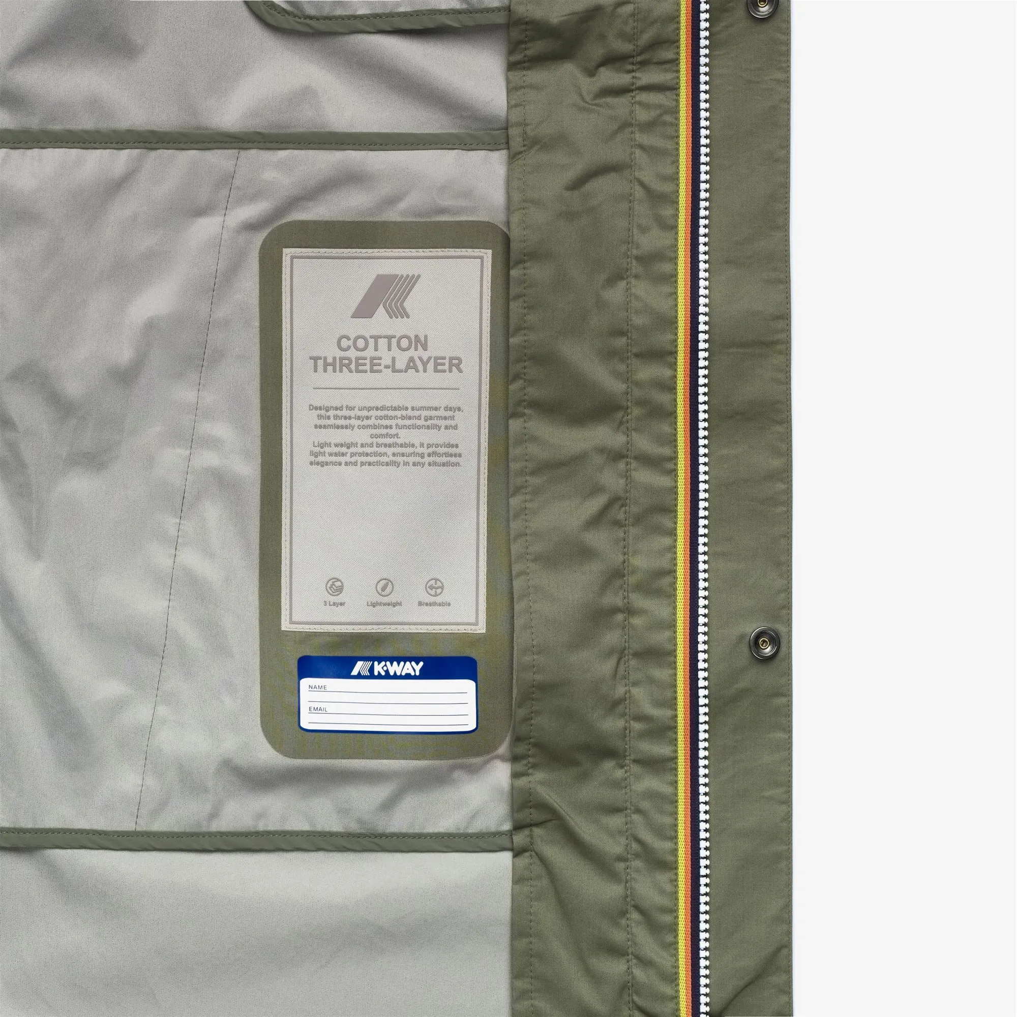 TOMMY COTTON 3LAYERS - Jackets - 3/4 Length - Man - Green Lichen sold by K-Way product image thumbnail 2