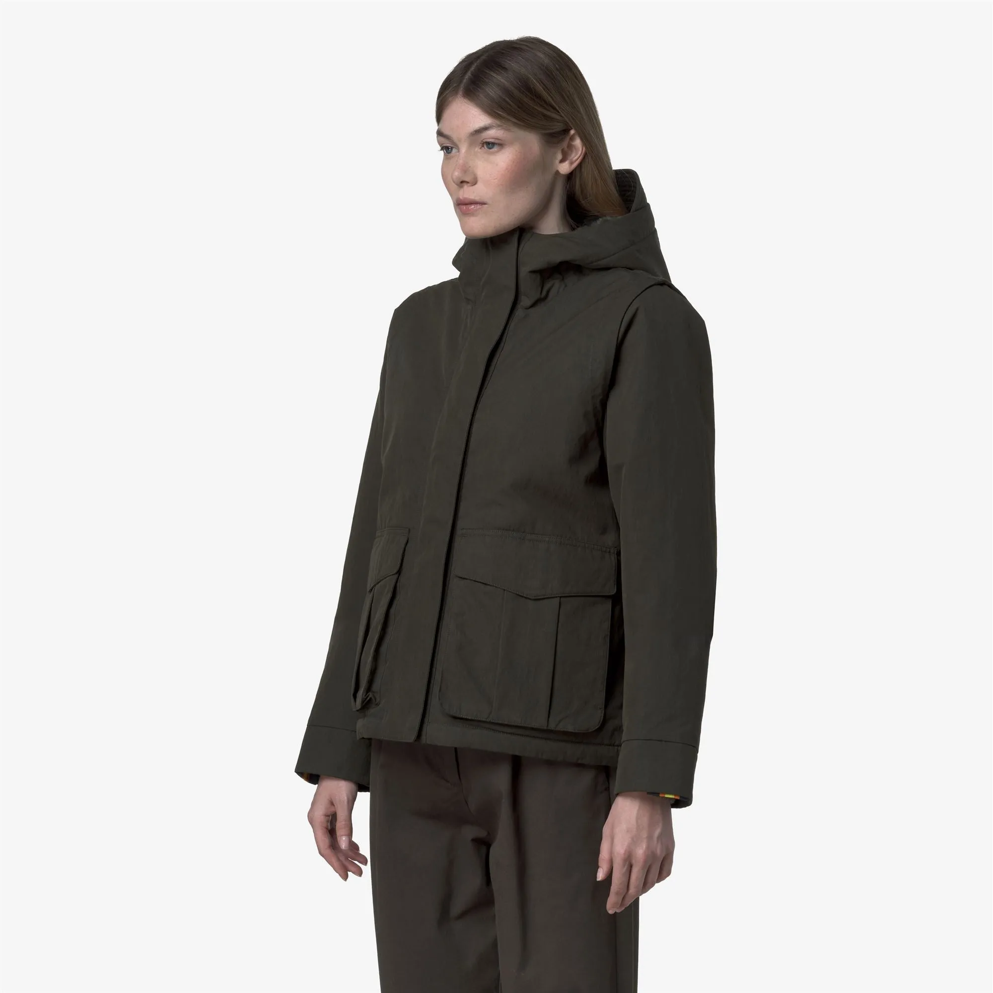 IDELER COTTON FEEL - Jackets - Short - Woman - Green Blackish-Green Blackish FUR sold by K-Way product image thumbnail 3