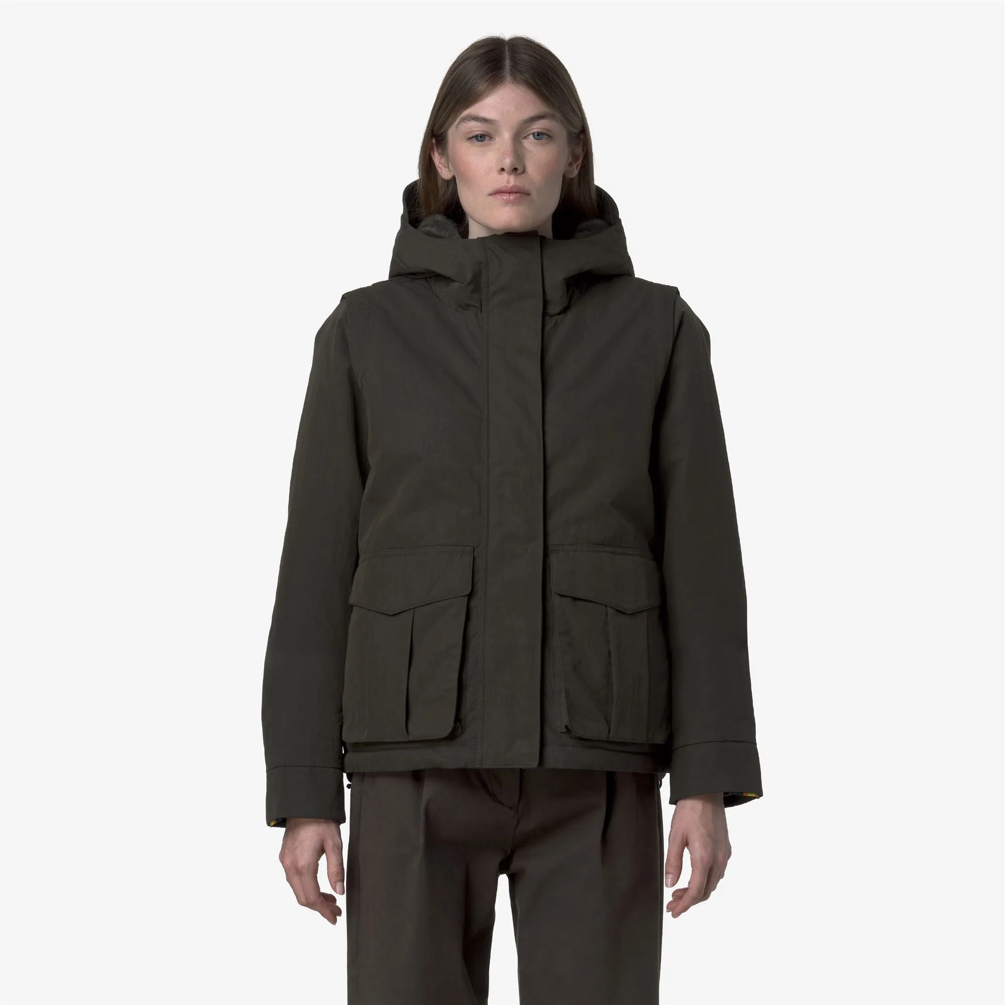 IDELER COTTON FEEL - Jackets - Short - Woman - Green Blackish-Green Blackish FUR sold by K-Way product image thumbnail 2