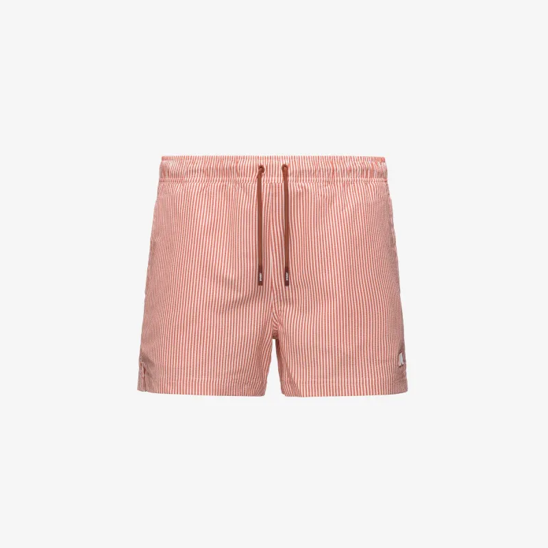 HAZEL MID STRIPES BEACH - Bathing Suits - Swimming Trunks - Man - White-Orange Brownish made by K-Way
