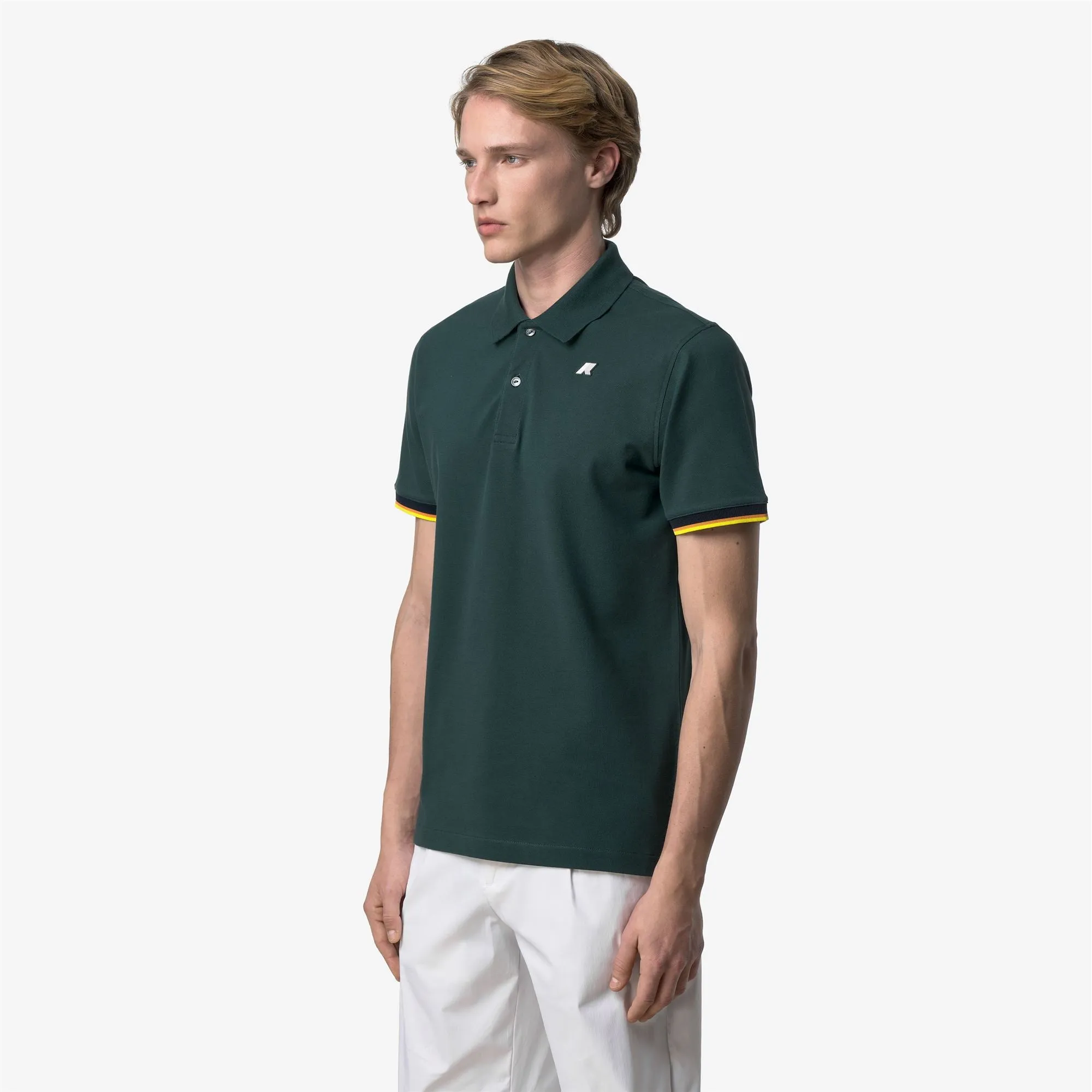 VINCENT PIQUE SLIM - Polo Shirts - Polo - Man - Green Dk Jungle sold by K-Way product image thumbnail 3