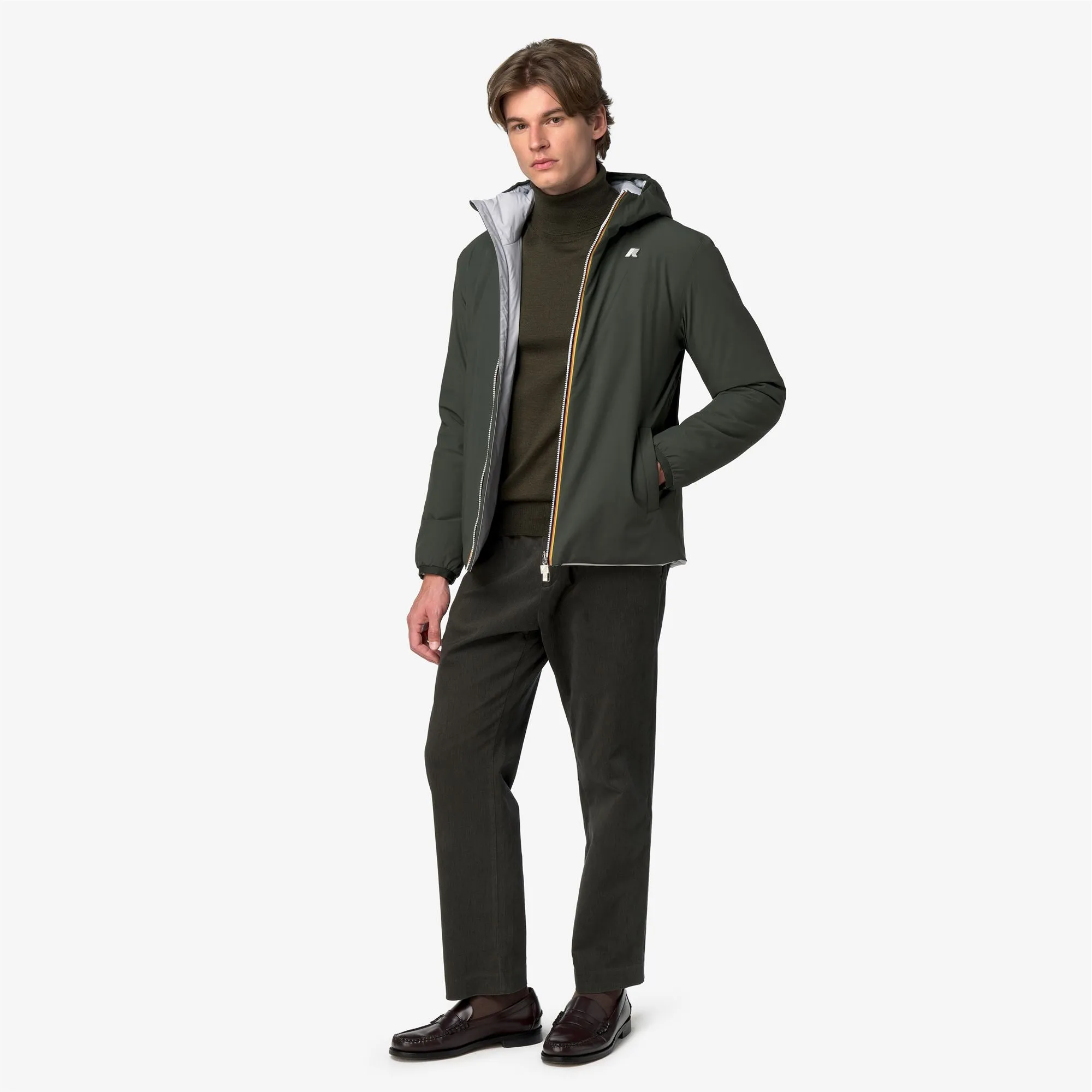 JACK ST WARM DOUBLE - Jackets - Short - Man - GREEN BLACKISH -Grey Ash sold by K-Way product image thumbnail 4