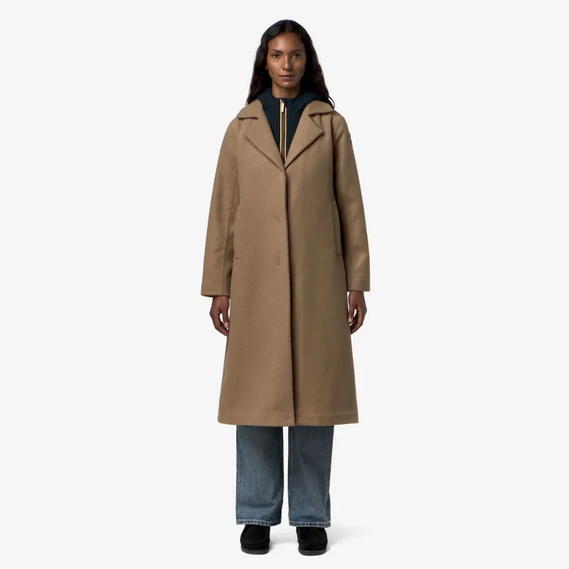 LANA WOOL NYLON - Jackets - Long - Woman - Beige Khaki-Blue Depth made by K-Way