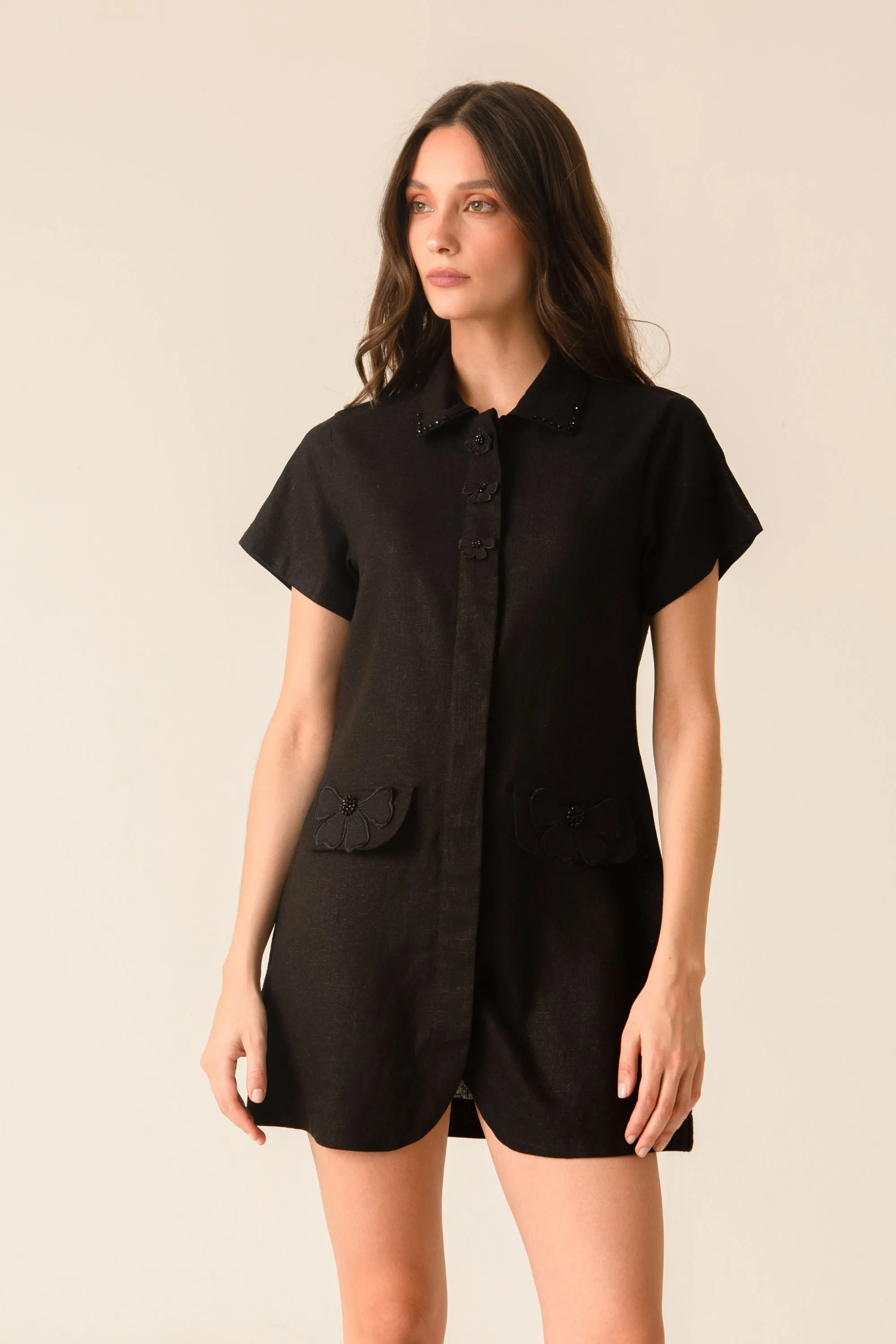 Florencia Black Mini Dress sold by Kaanas