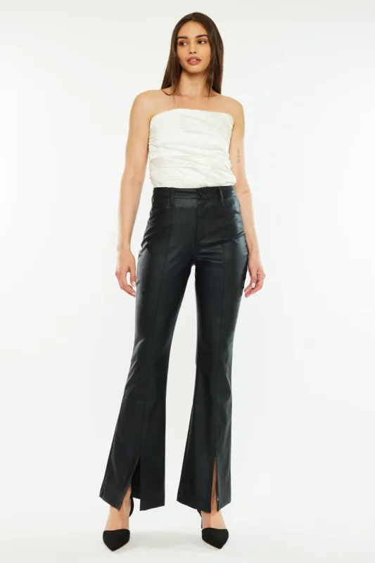 Mars High Rise Faux Leather Bootcut Jeans made by Kan Can