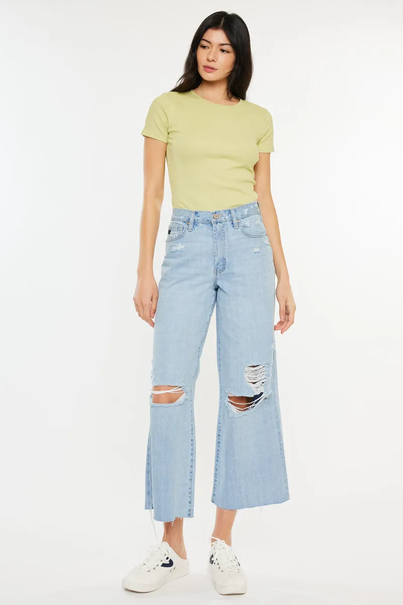 Mariyah Ultra High Rise Cropped Wide Leg Jeans sold by Kan Can