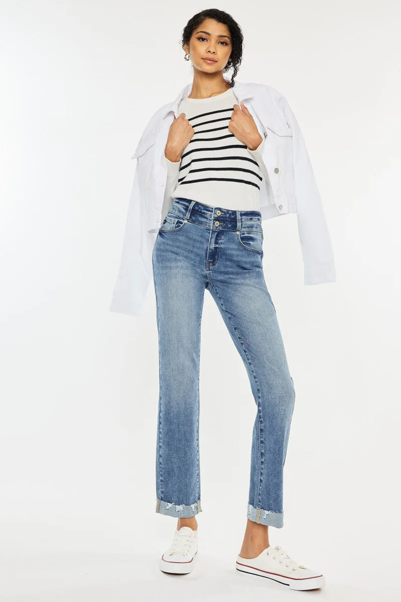 Kianna Essentials High Rise Slim Straight Leg Jeans sold by Kan Can