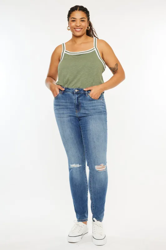 Sharon Mid Rise Super Skinny Jeans (Plus Size) sold by Kan Can