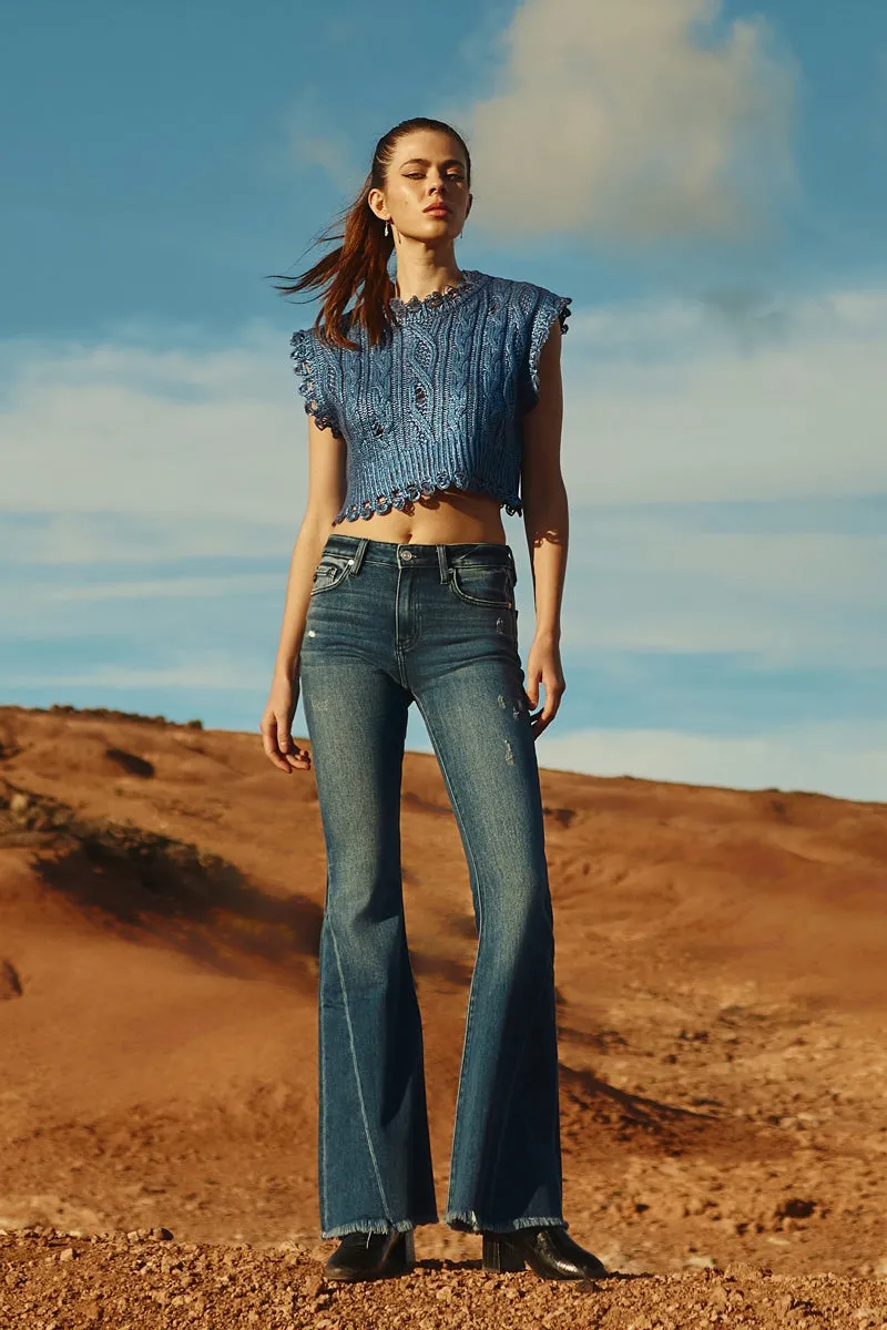 Cleo Mid Rise Flare Jeans sold by Kan Can