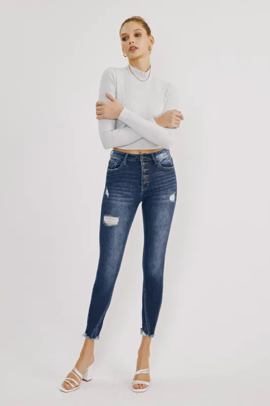 Kaliyah High Rise Ankle Skinny Jeans sold by Kan Can