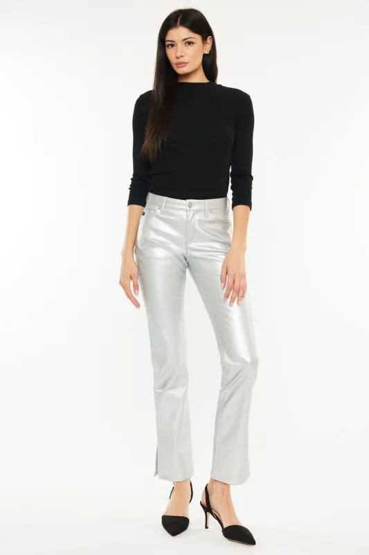 Mercury Mid Rise Y2K Faux Leather Bootcut Jeans (Petite) sold by Kan Can