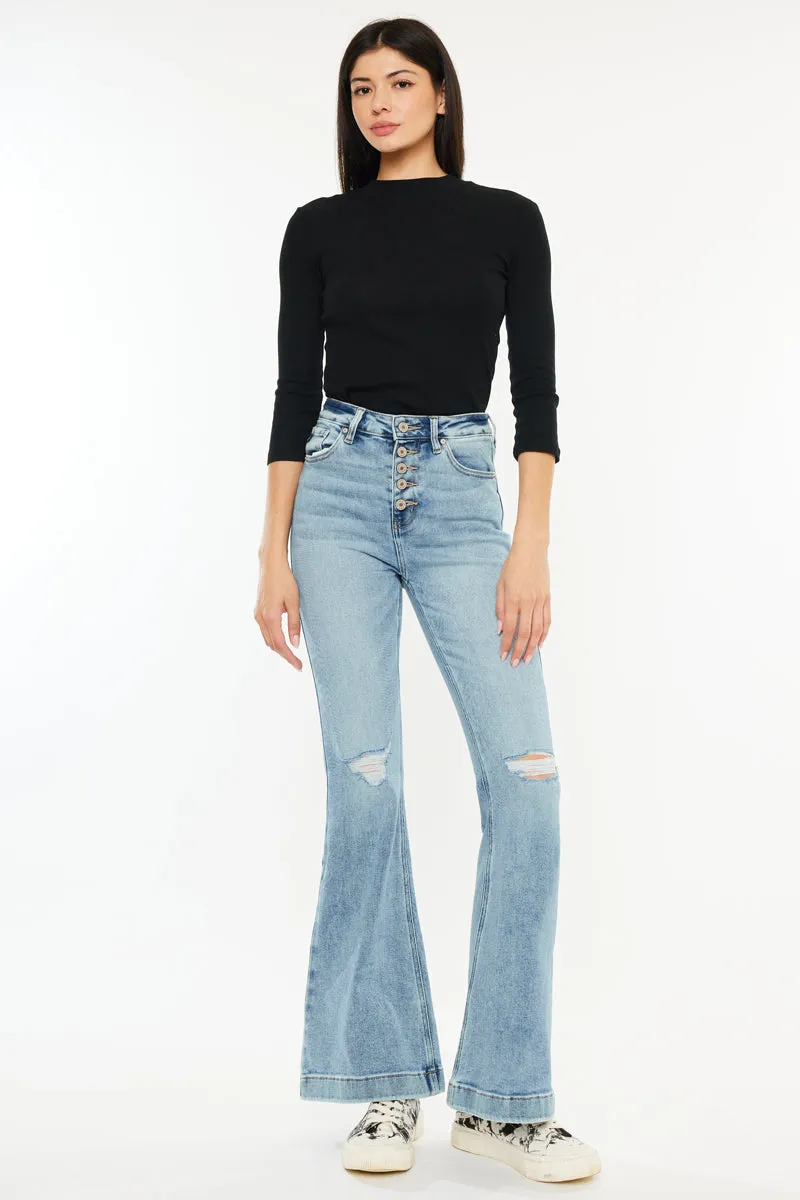 Dixie Ultra High Rise Flare Jeans (Petite) sold by Kan Can
