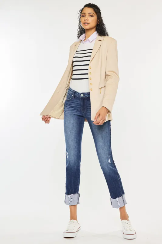 Fallon Mid Rise Slim Straight Leg Jeans made by Kan Can