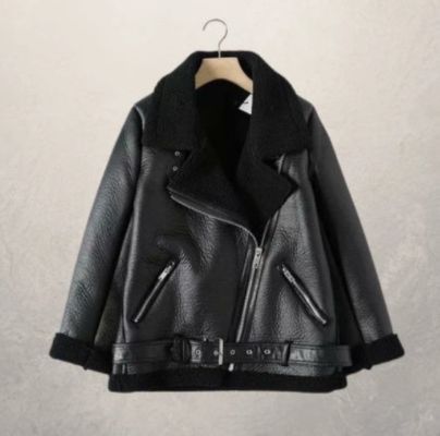 Women's motorcycle jacket leather jacket sold by Kan Can
