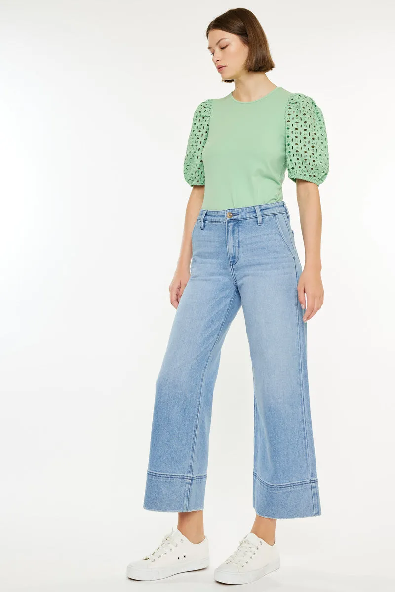 Darla High Rise Cropped Wide Leg Jeans sold by Kan Can product image thumbnail 5