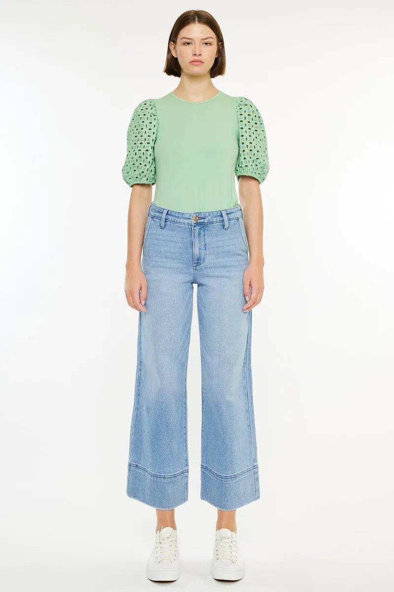 Darla High Rise Cropped Wide Leg Jeans sold by Kan Can