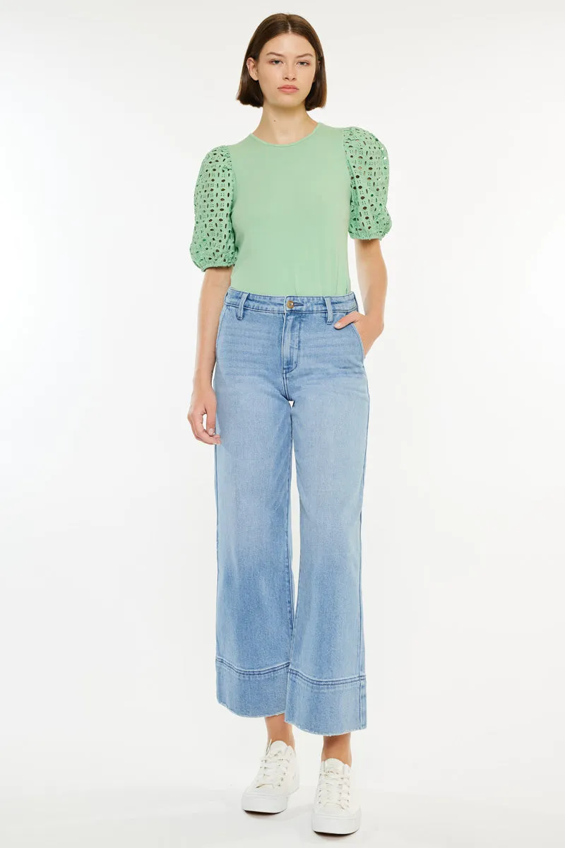 Darla High Rise Cropped Wide Leg Jeans sold by Kan Can product image thumbnail 3