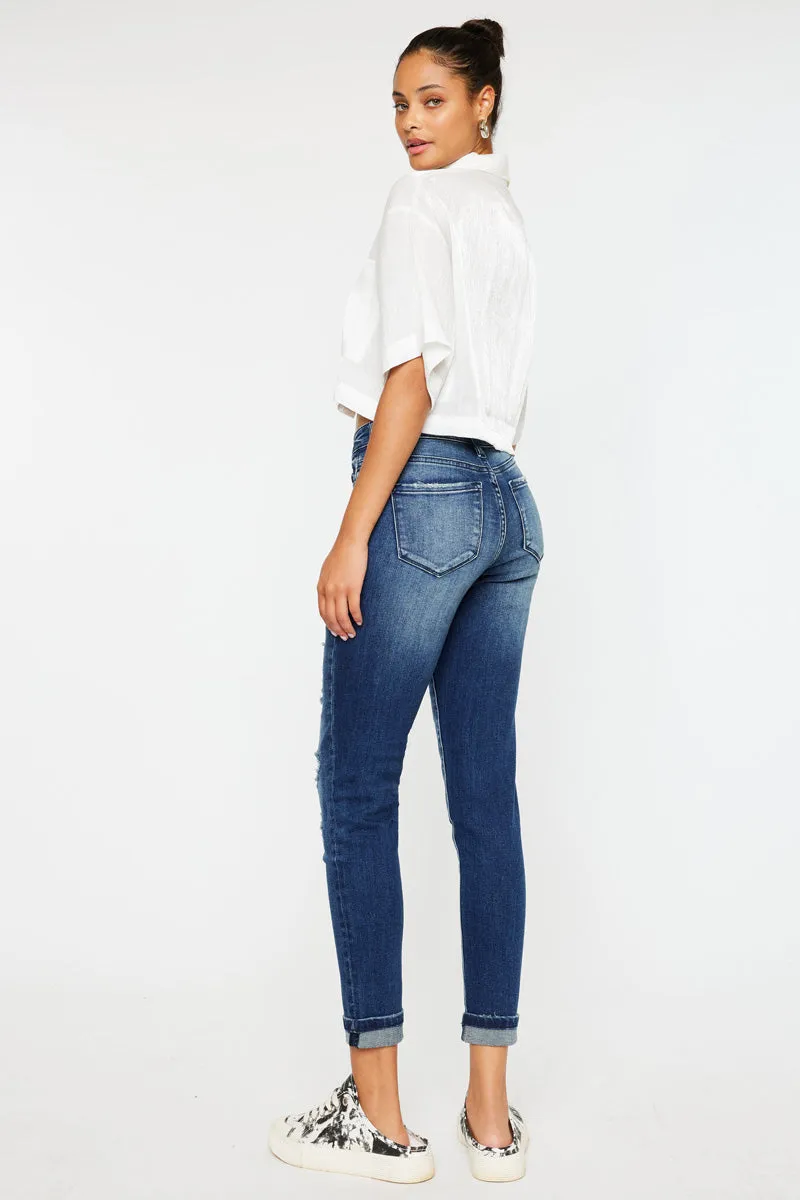 Coco Mid Rise Patched Ankle Skinny Jeans sold by Kan Can product image thumbnail 2