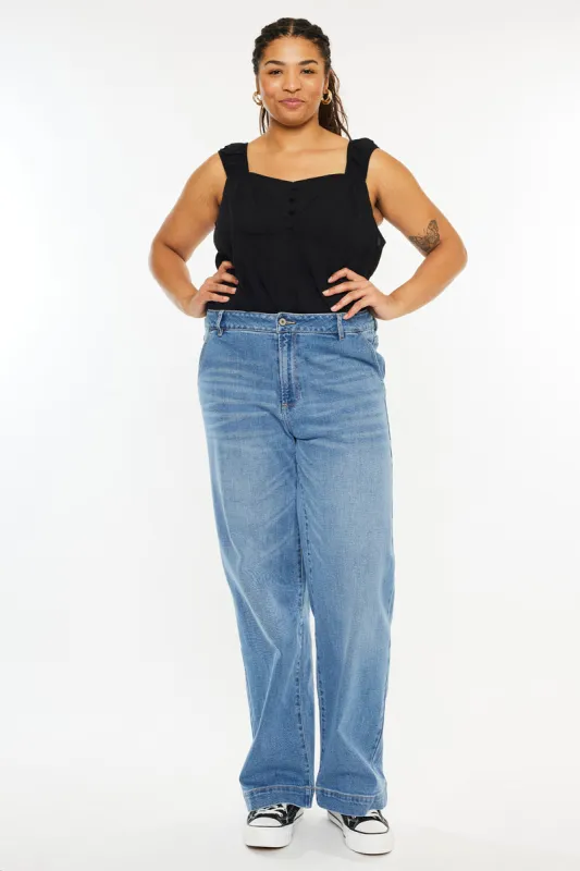 Martha  High Rise Trouser Wide Leg Jeans (Plus Size) made by Kan Can