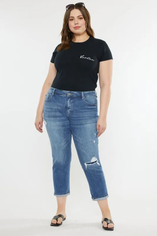 Halen Mid Rise Boyfriend Jeans (Plus Size) made by Kan Can