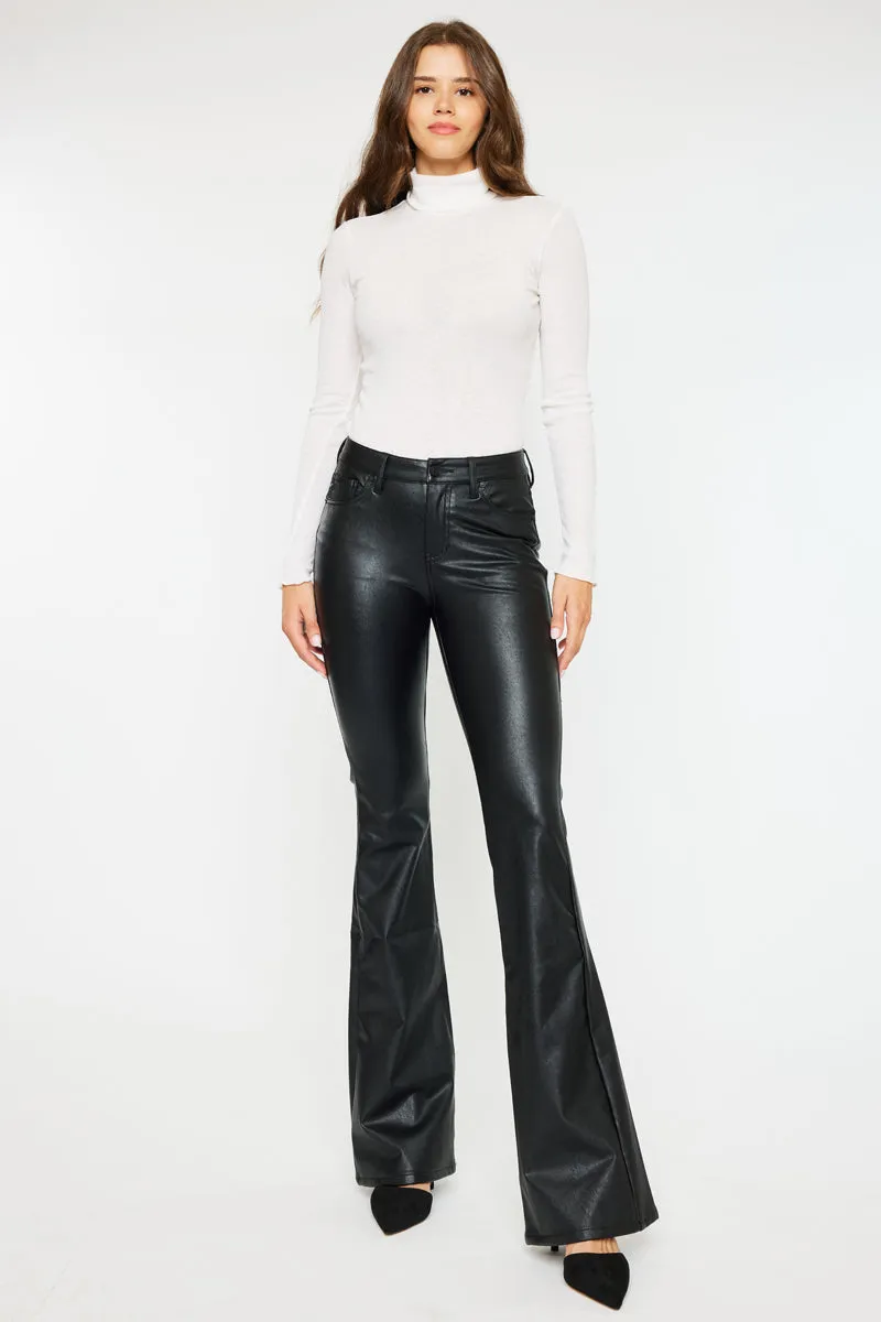 Kiwi Mid Rise Faux Leather Flare Jeans sold by Kan Can product image thumbnail 4