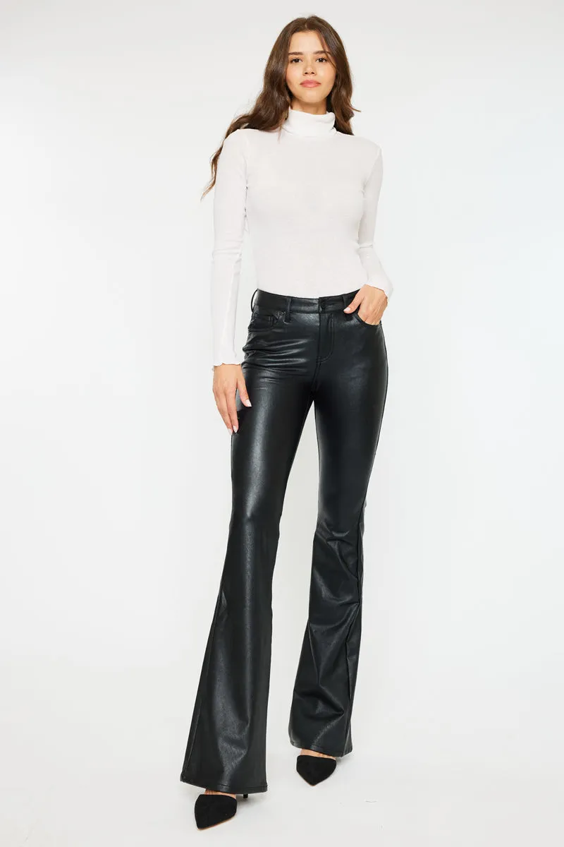 Kiwi Mid Rise Faux Leather Flare Jeans sold by Kan Can product image thumbnail 3