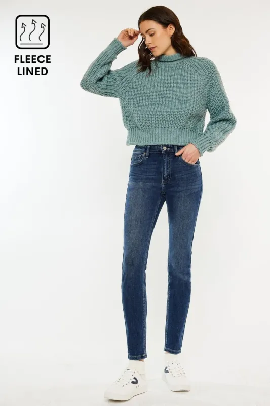 Rochelle High Rise Fleeced Super Skinny sold by Kan Can