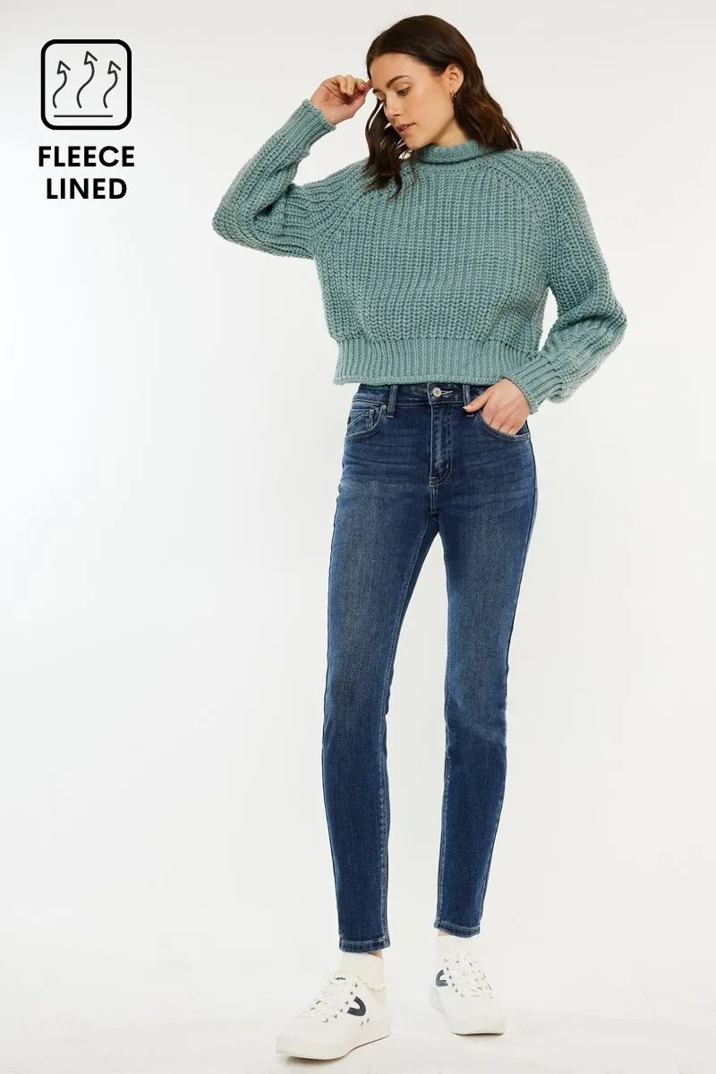 Rochelle High Rise Fleeced Super Skinny sold by Kan Can