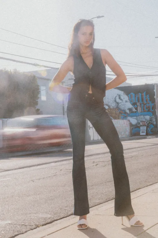 Trisha Mid Rise Classic Flare Jeans made by Kan Can