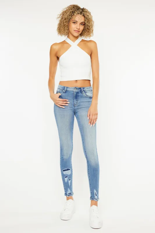 Jenna Mid Rise Ankle Skinny Jeans sold by Kan Can