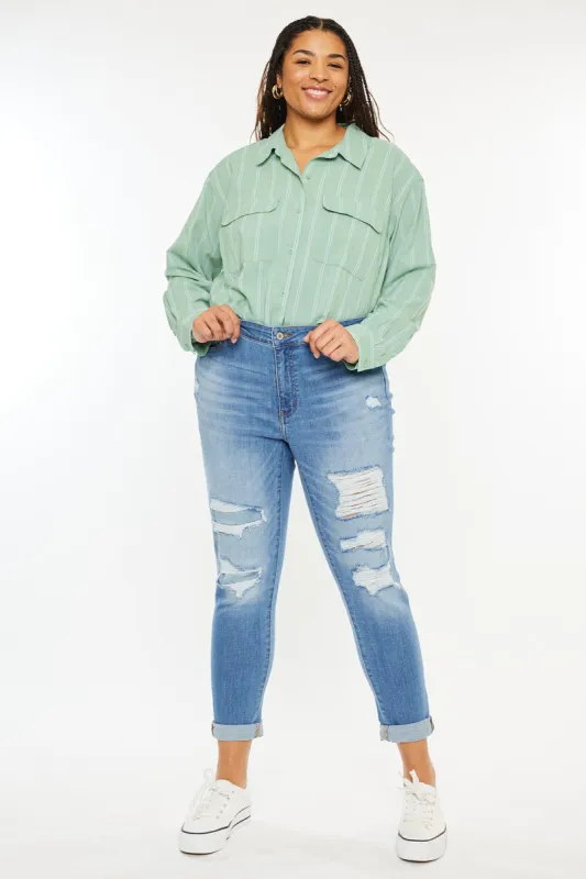 Marimar Mid Rise Ankle Skinny Jeans (Plus Size) sold by Kan Can