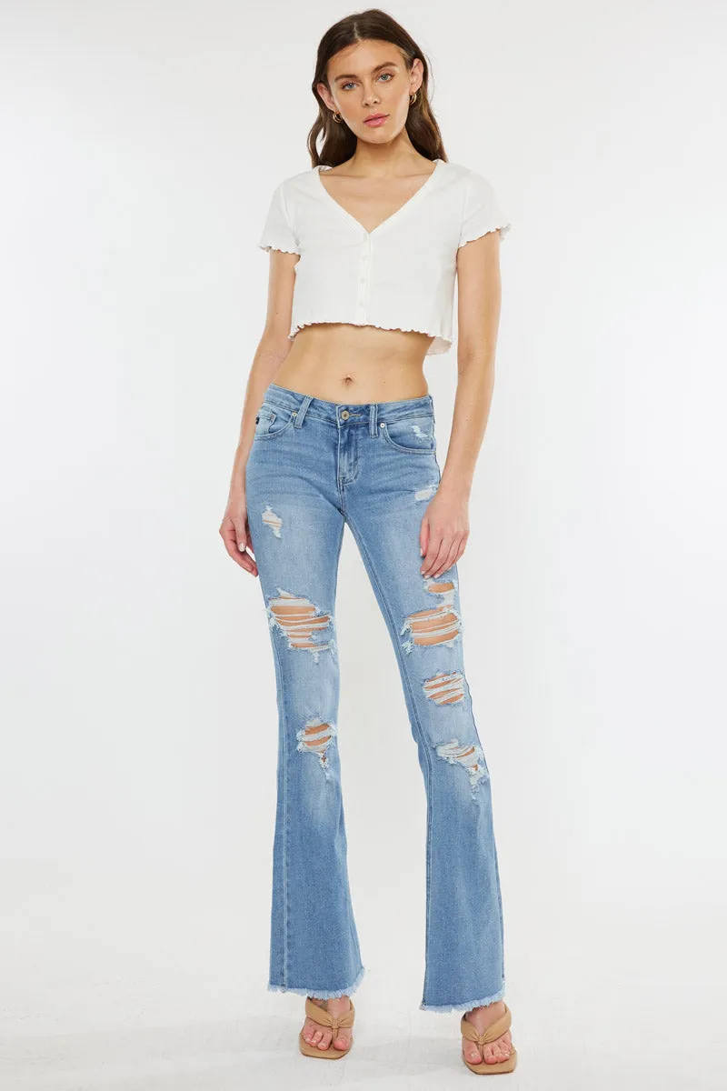 Tara Mid Rise Flare Jeans sold by Kan Can