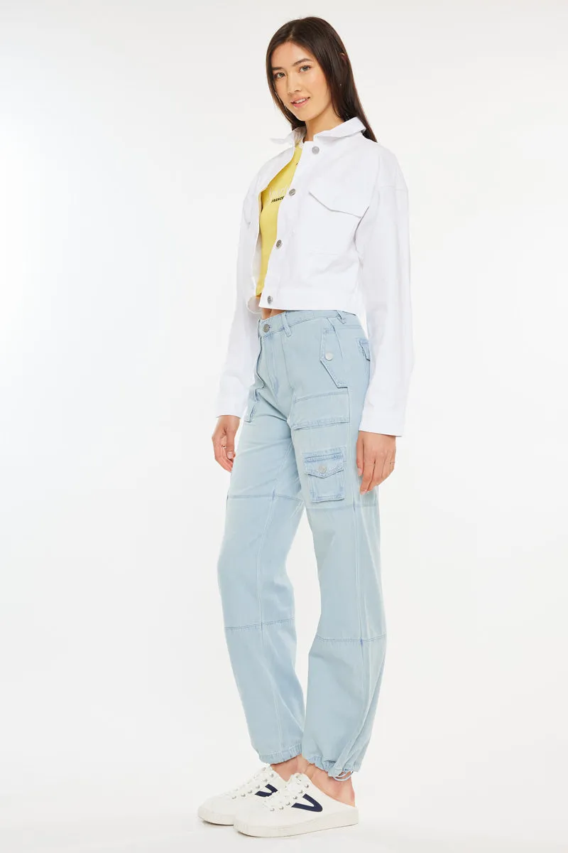 Francis Cropped Jacket – White Drop Shoulder Cotton sold by Kan Can product image thumbnail 4