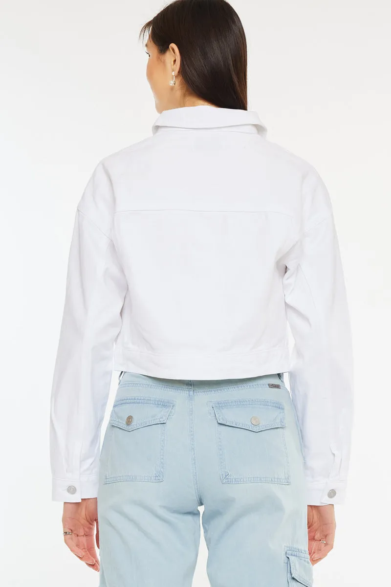 Francis Cropped Jacket – White Drop Shoulder Cotton sold by Kan Can product image thumbnail 2