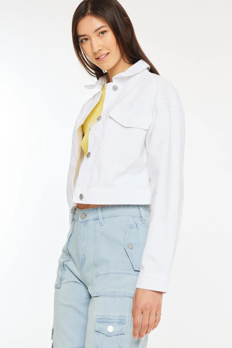 Francis Cropped Jacket – White Drop Shoulder Cotton sold by Kan Can product image thumbnail 5