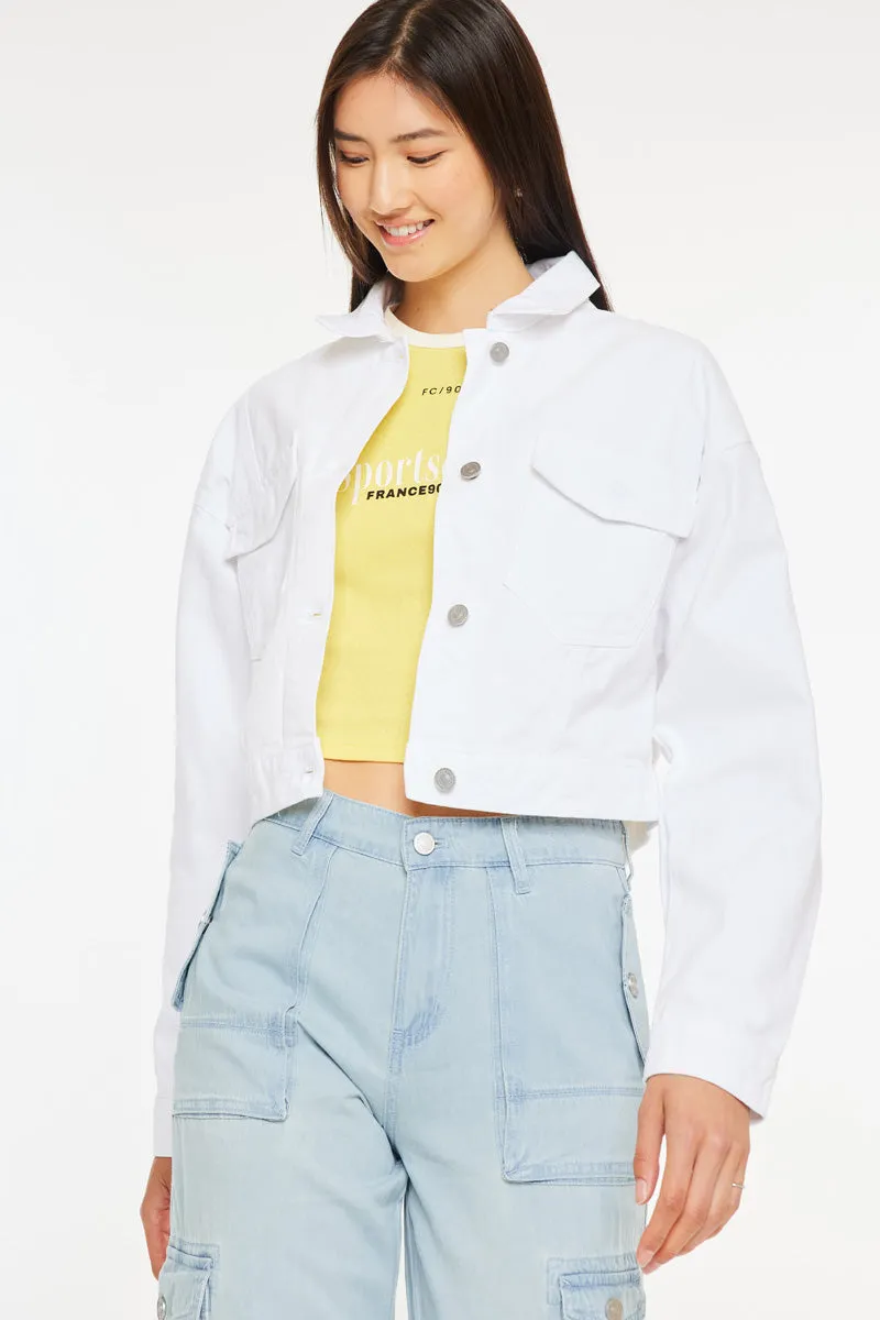 Francis Cropped Jacket – White Drop Shoulder Cotton sold by Kan Can product image thumbnail 3