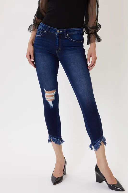 Cheryl Mid Rise Ankle Skinny Jeans sold by Kan Can