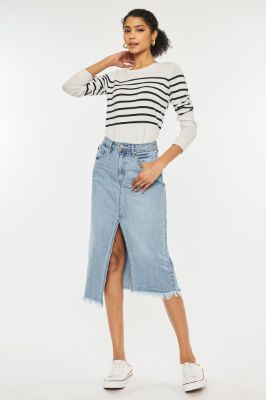 Indigo High Rise Midi Skirt sold by Kan Can